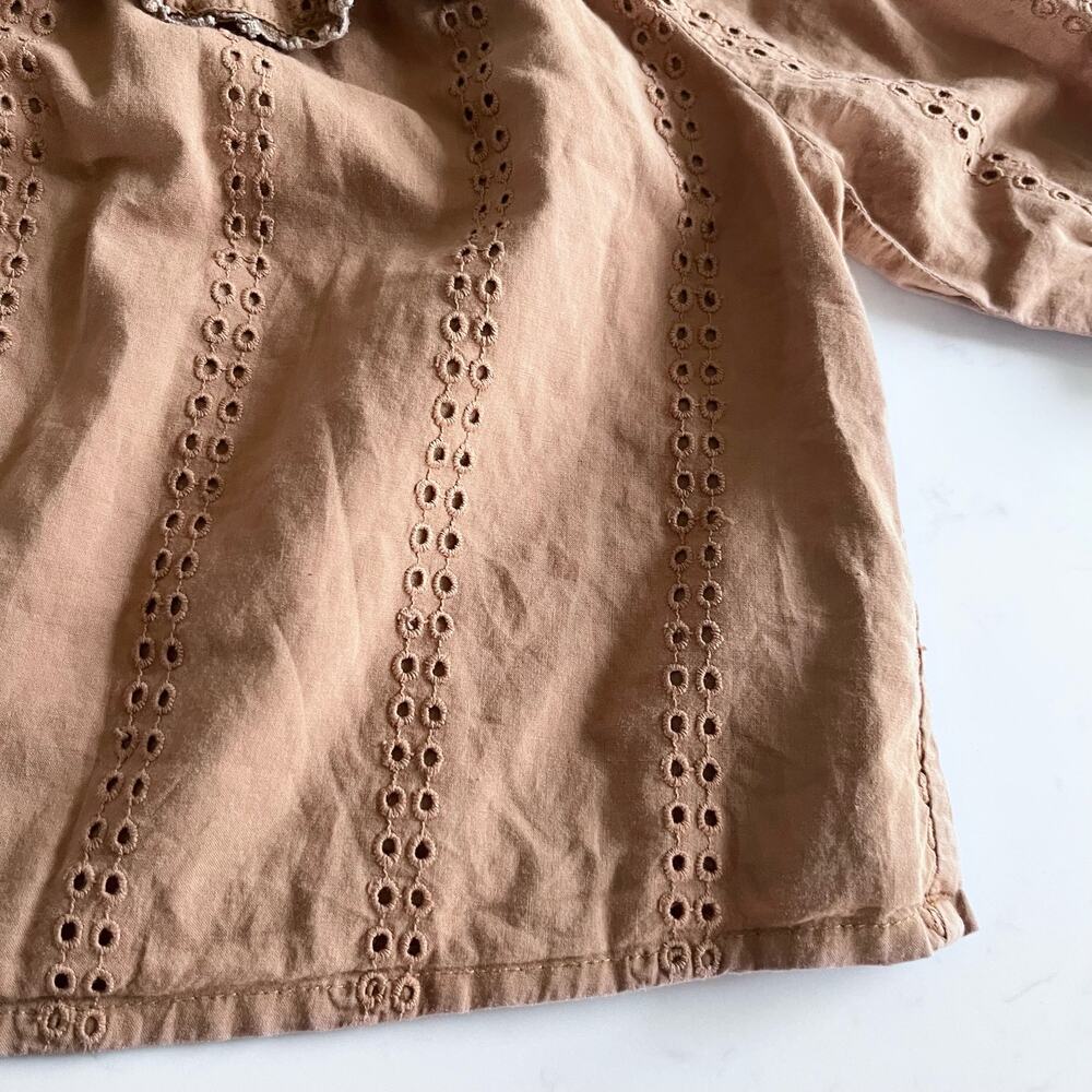 Mar Mar girls brown embroidered eyelet blouse 6 months - Picture 4 of 8